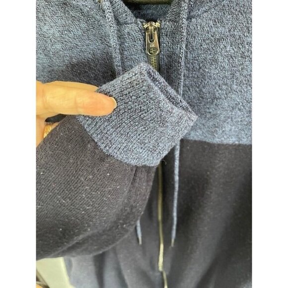 Calvin Klein Men's XXL Hoodie Zip-Up Sweater Merino Wool & Acrylic Blue & Black‎ - Picture 11 of 16